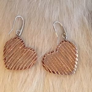 Pink Heart Dangle Earrings with velvet gift bag